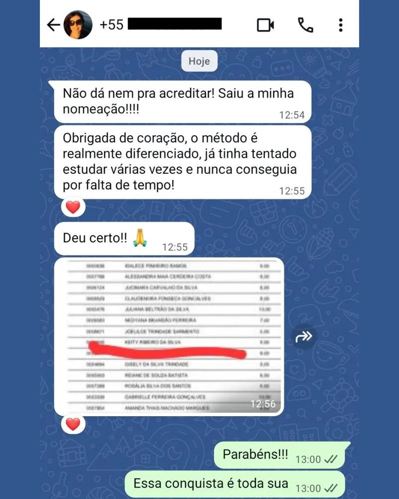 Depoimento de aluno aprovado