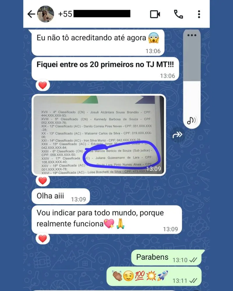 Depoimento de aluno aprovado